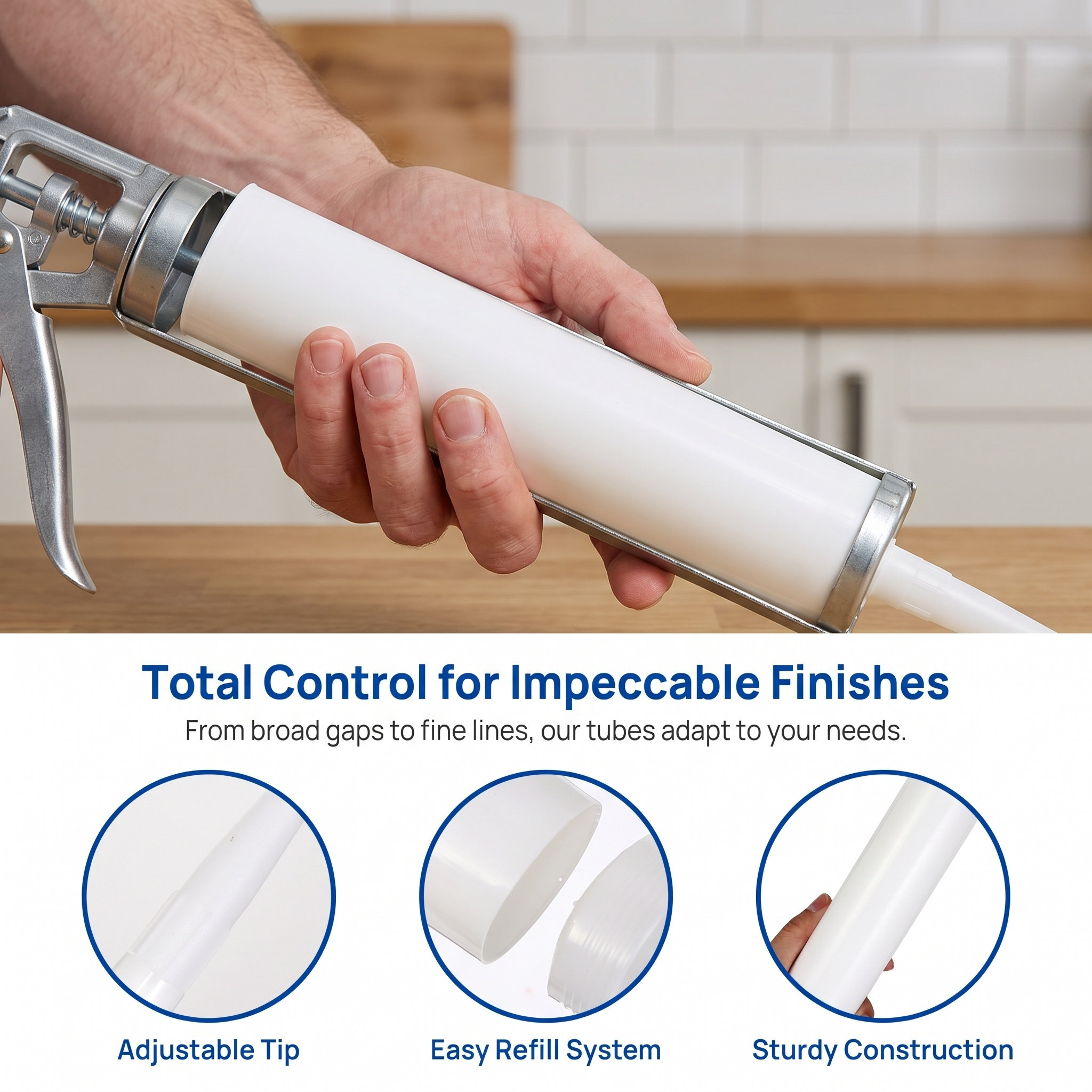 Home Improvement In Usa - 5Pcs Empty Refillable Plastic Caulk Tubes