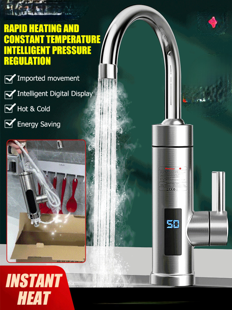 Home Improvement K&B Construction - Bathroom Electric Faucet Fast Heating Kitchen